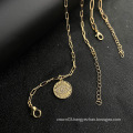 UNIQ Layered Paperclip Chain Coin Eye Pendant Necklace